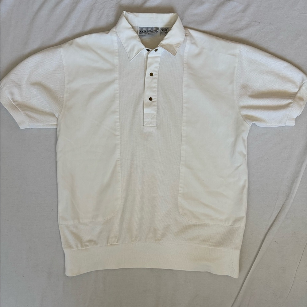 Men's Vintage/Retro White Polo Shirt